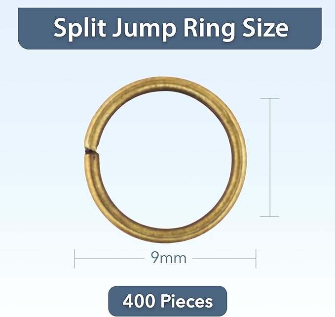 Mandala Crafts Assorted Antique Brass Jump Rings Jewelry Findings Metal O Rings for Jewelry Making Supplies - 400 9mm Small Open Jump Rings Kit for Necklace Earring