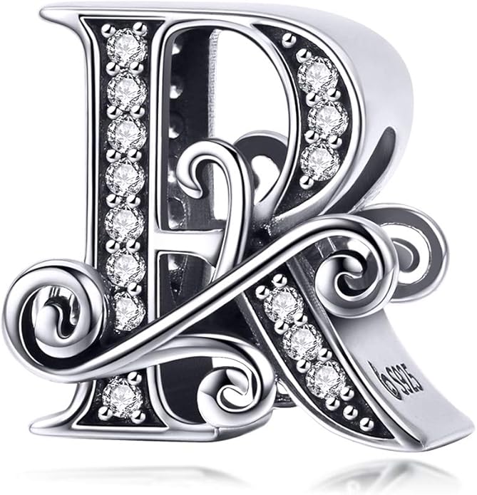 925 Sterling Silver Letter Charms for Pandora Bracelets Alphabet Initial Charms Beads Birthday Christmas Jewelry Gift for Women