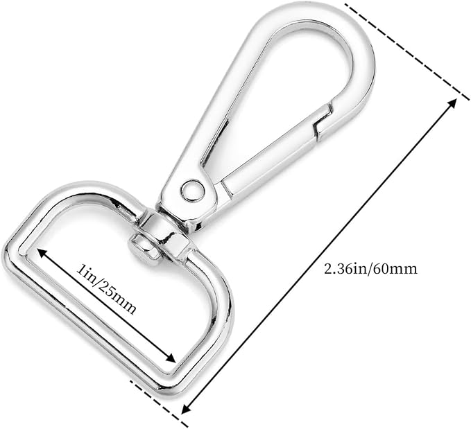 9 Pcs D Ring Swivel Lobster Claw Clasp Push Gate Snap Hooks Trigger Clips for DIY Crafts Keychain Purse Handbag Making,1 Inch Silver