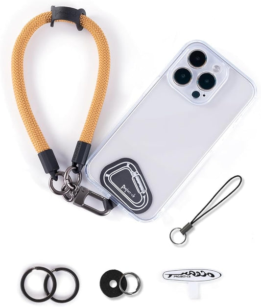 project-cb Hand Wrist Phone Strap,Phone Lanyard Patch ×2,Cell Phone Case Holder,Wristlet Strap for Key,AirPods,Camera (Khaki, 12inch)