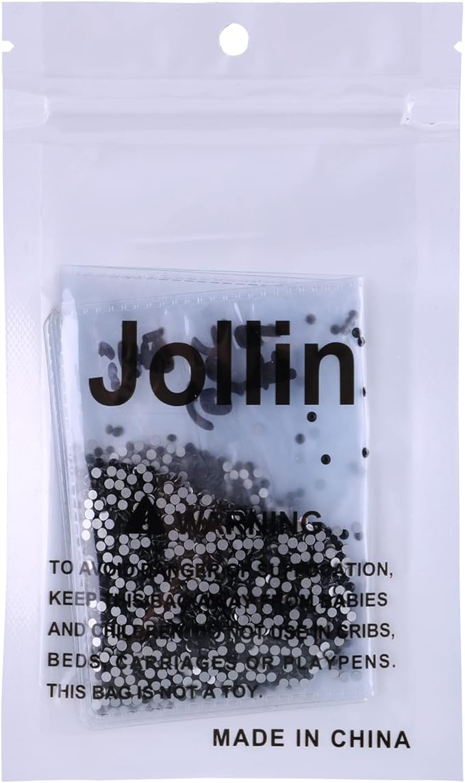 Jollin Glue Fix Crystal Flatback Rhinestones Glass Diamantes Gems for Crafting Nail Art Crafts Decorations Clothes Shoes 2.0mm (ss6 2880pcs, Jet)