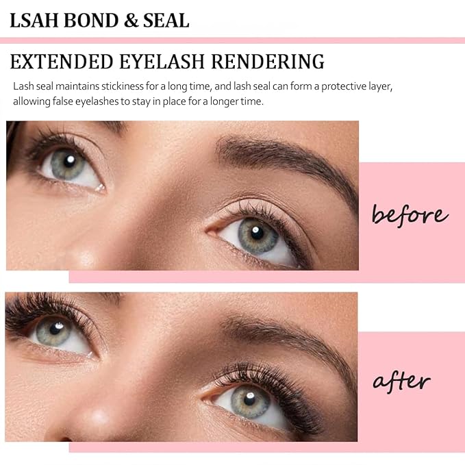 Lash Bond and Seal Kit 4 Pcs DIY Lash Extension with Waterproof Lashe Cluster Glue 72h Hold and Seal Lash Remover Tweezers Portable Eyelash Brush with Cap for Eyelash Extensions Beginners