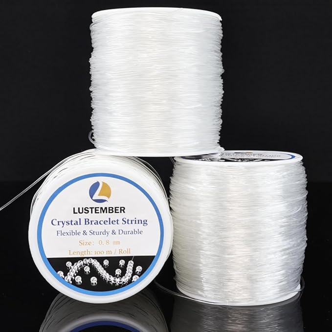 0.8 mm Stretchy Bracelet String, 3 Rolls Durable Elastic String, Clear Bead Cord for Bracelets, Necklaces, Beading, and Jewelry Making (300 m)
