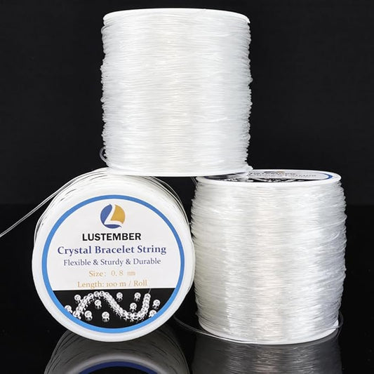 0.8 mm Stretchy Bracelet String, 3 Rolls Durable Elastic String, Clear Bead Cord for Bracelets, Necklaces, Beading, and Jewelry Making (300 m)