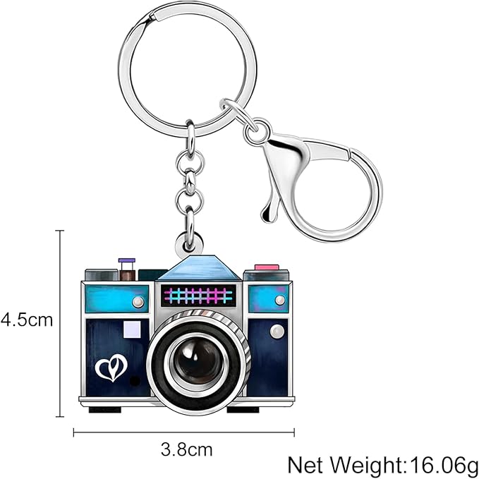 Acrylic Vintage 80s 90s Camera Keychain Keyring Nostalgia Gifts for Women Girls Photography Lovers Car Keys Bag Wallet