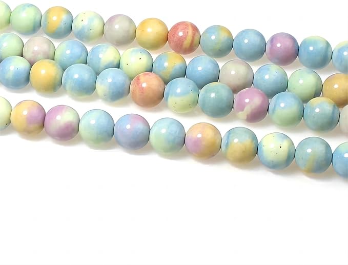 MJDCB Natural Stone Beads 4mm 85pcs Round Rainbow Stone Loose Gemstone Bead Charms for Jewelry Making Bracelet Necklace Earring Pendant