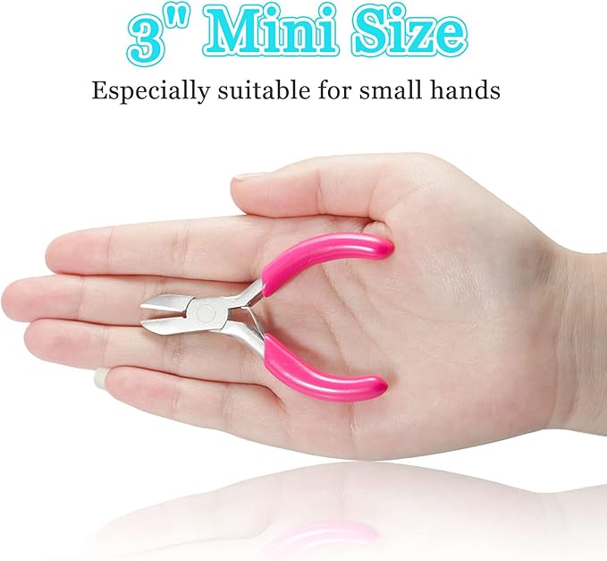 SPEEDWOX Mini Diagonal Pliers, 3" Wire Cutters Small with Pink PVC Handle, Jewelry Pliers for Beading Jewelry Making DIY Craft Hobby Supplies