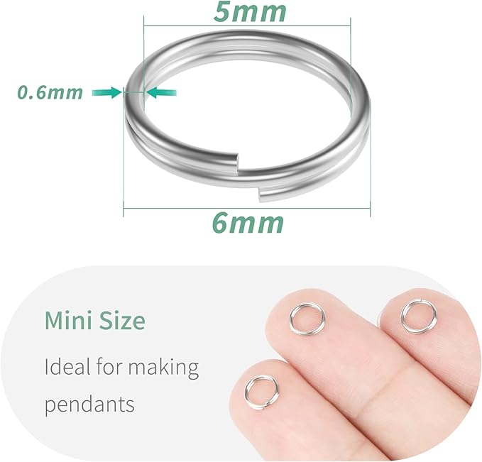 Uniclife 6 mm Metal Split Jump Rings Double Loops 500 PCS Mini Ring Connectors for Jewelry Necklaces Bracelet Earrings and Crafts Ornament