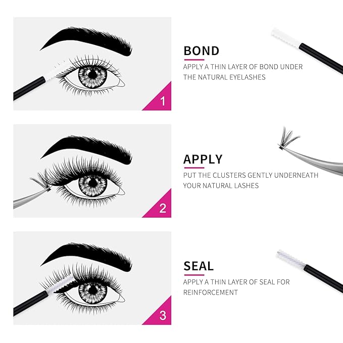 FADLASH Lash Bond and Seal Kit 2 Pcs Bond and Seal Lash Glue for Eyelash Clusters Waterproof Lash Clusters Glue Stong Hold Clear Long Lasting (10ml)