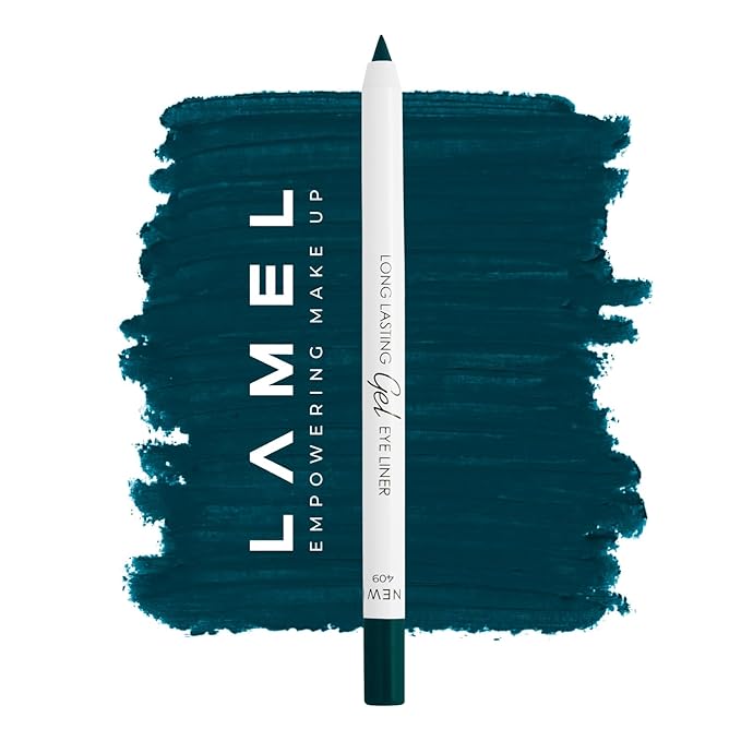 Lamel Emerald Eyeliner, Ultra Long Lasting Gel Eyeliner Pencil, Waterproof Eye Liner, Smudge Proof, Creamy Eye Pencil, Sweat Proof Makeup, Highly-Pigmented, Blue Green (409 Shade)