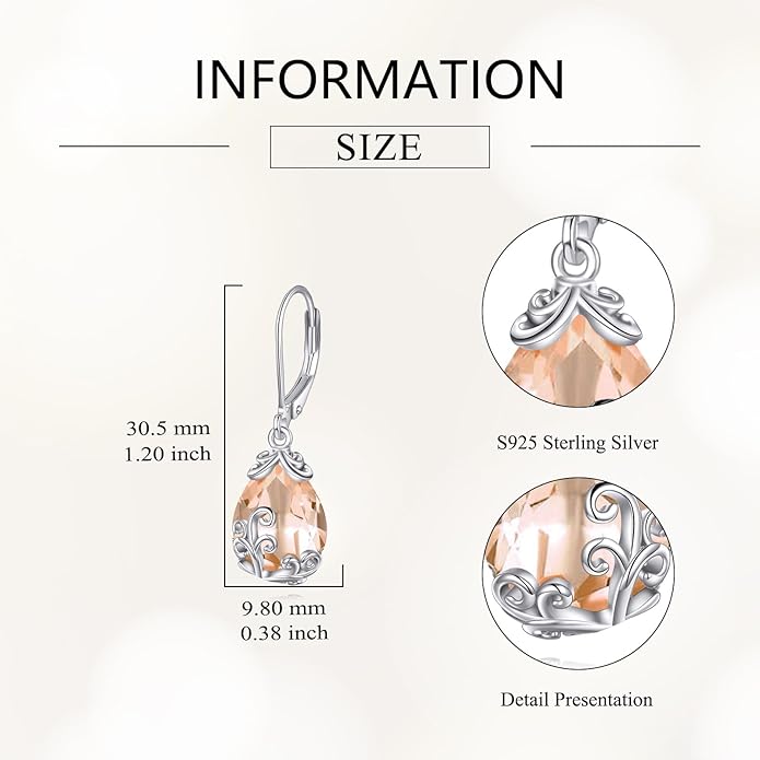 POPLYKE Celtic Filigree Teardrop Drop Dangle Earrings Sterling Silver Leverback Earrings Jewelry for Women