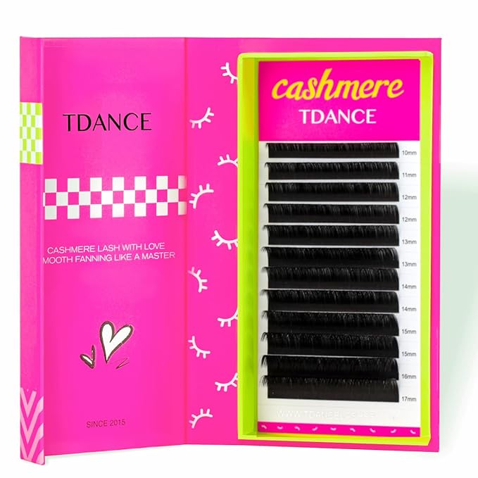 TDANCE Cashmere Lash Extensions Super Matte Black Volume Lash Extension C CC D DD B J L Curl 0.03-0.2mm Thickness Classic Lash Extensions Eyelash Extensions Professional Salon Use(0.07-DD,15mm)