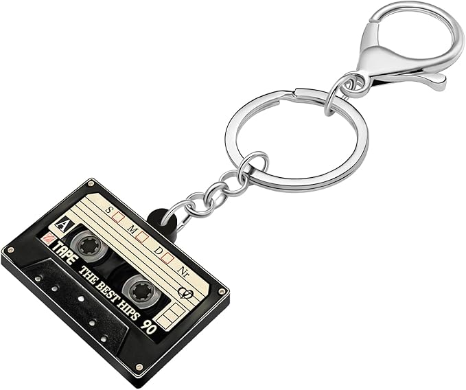 Acrylic Retro 80S 90S Magnetic Cassette Tape Keychain Car Backpack Key Ring Vintage Gifts For Women Music Lovers