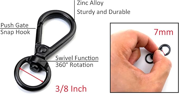10 Pcs Heavy Duty Swivel Lobster Claw Clasps 3/8 Inch Push Gate Snap Hooks Trigger Clips for Handbag Purse Keychain