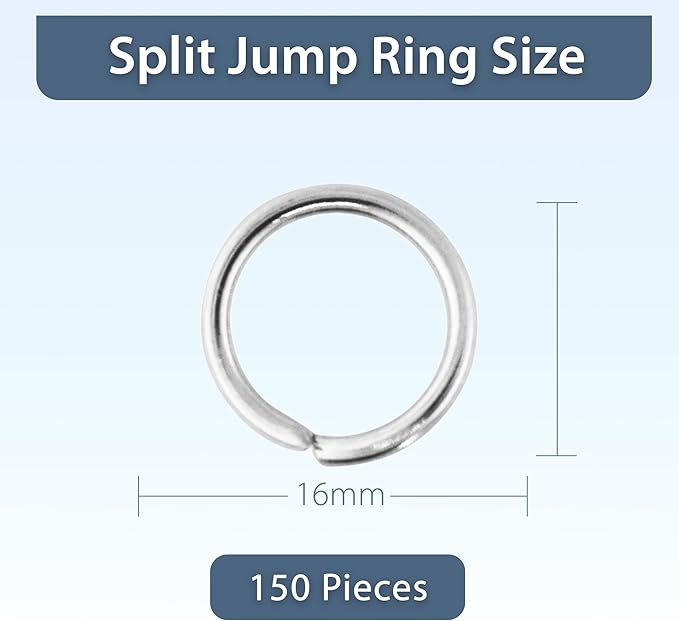 Mandala Crafts Assorted Silver Color Jump Rings Jewelry Findings Metal O Rings for Jewelry Making Supplies - 150 16mm Small Open Jump Rings Kit for Necklace Earring