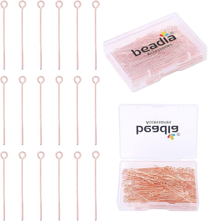 Rose Gold Plated Open Eye Pins Non Tarnish 35mm 150pcs for Jewelry Making Findings