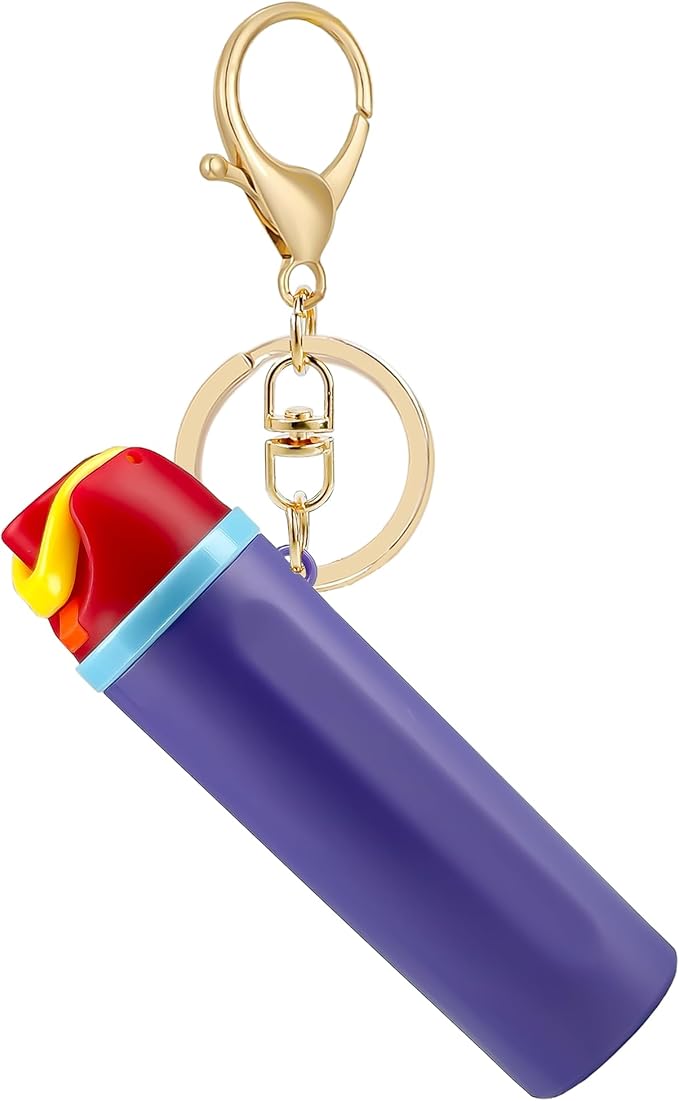 Mini Trendy Bottle Keychain Accessories Compatible with Owala Water Cute Tumbler Cup Chapstick Lip Balm Holder Charms