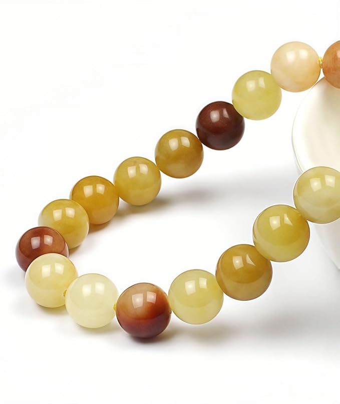 MJDCB Natural Stone Beads 4mm 85pcs Round Mixed Color Yellow Jade Loose Gemstone Bead Charms for Jewelry Making Bracelet Necklace Earring Pendant