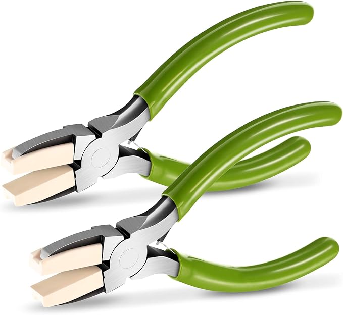 2 Packs Nylon Nose Pliers Double Nylon Pliers Carbon Steel Jewelry DIY Tools for Beading Looping Shaping Wire Jewelry Making and Other Crafts, 5.3 Inch