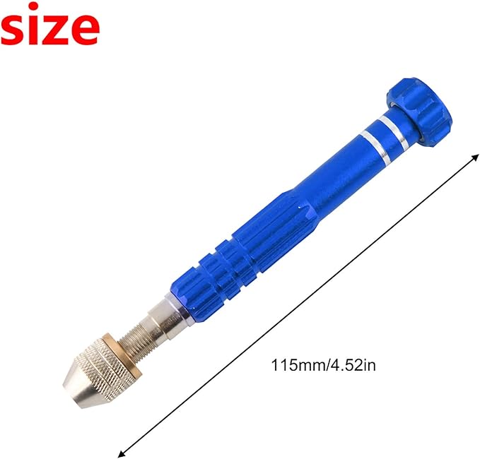 Larcele Precision Pin Vise Hand Drill, 3 Jaw Chuck, Keyless Aluminum Manual Craft Drill for Clamping 0" to 1/8" Micro Drill Bits SDZKQ-02 (Blue)