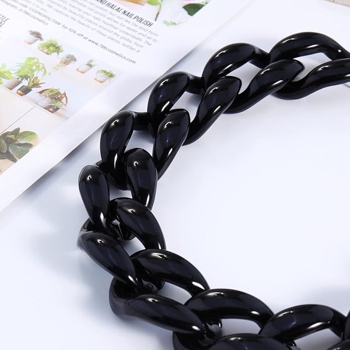 Firstmeet Chunky Acrylic Necklace Smooth Chain Link Cool Statement Choker Cuban Style Jewelry Gift for Women