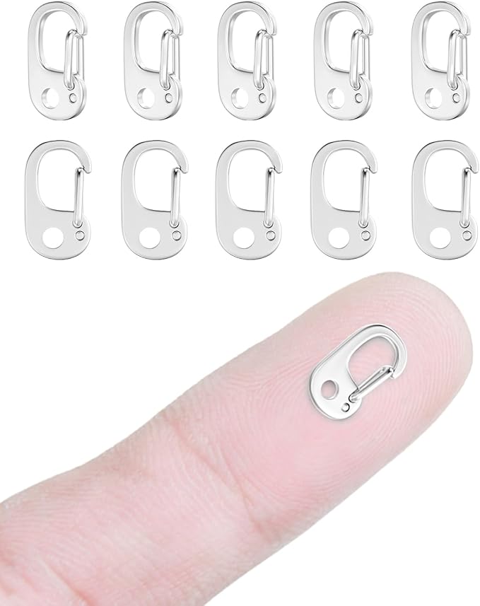 10Pcs Oval Clasp Carabiner Necklace Clasps and Closures, Spring Ring Clasp Pearl Necklace Enhancer Connector for Jewelry Bracelet Making