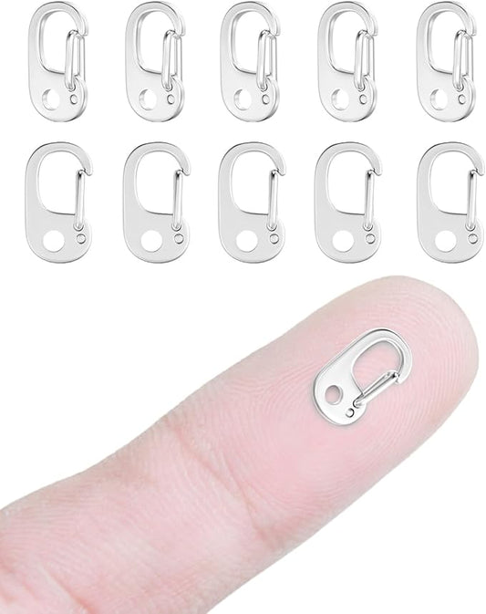 10Pcs Oval Clasp Carabiner Necklace Clasps and Closures, Spring Ring Clasp Pearl Necklace Enhancer Connector for Jewelry Bracelet Making