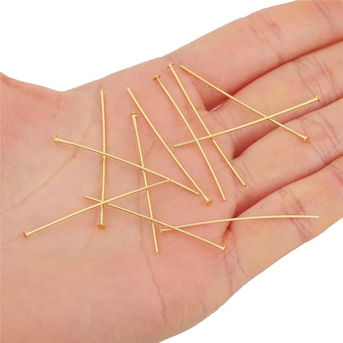 18K Gold Plated Flat Head Pins Non Tarnish 40mm 150pcs for Jewelry Making Findings