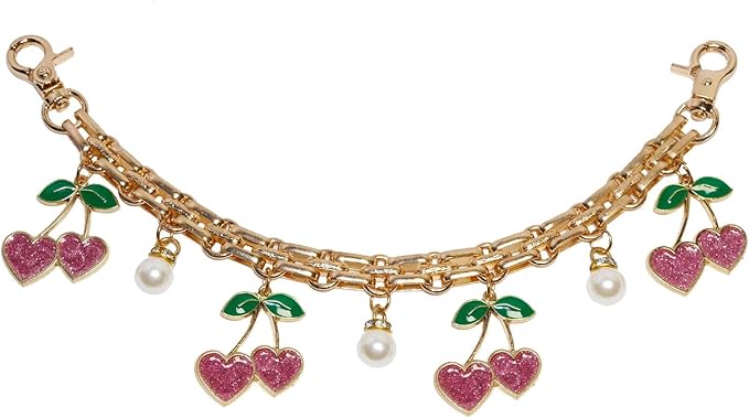 Cute Cherry Bag Chain Keychain with Pearl, Pink Bow Purse Charm, Trendy Handbag Bag Charm Keychain Accessories for Women