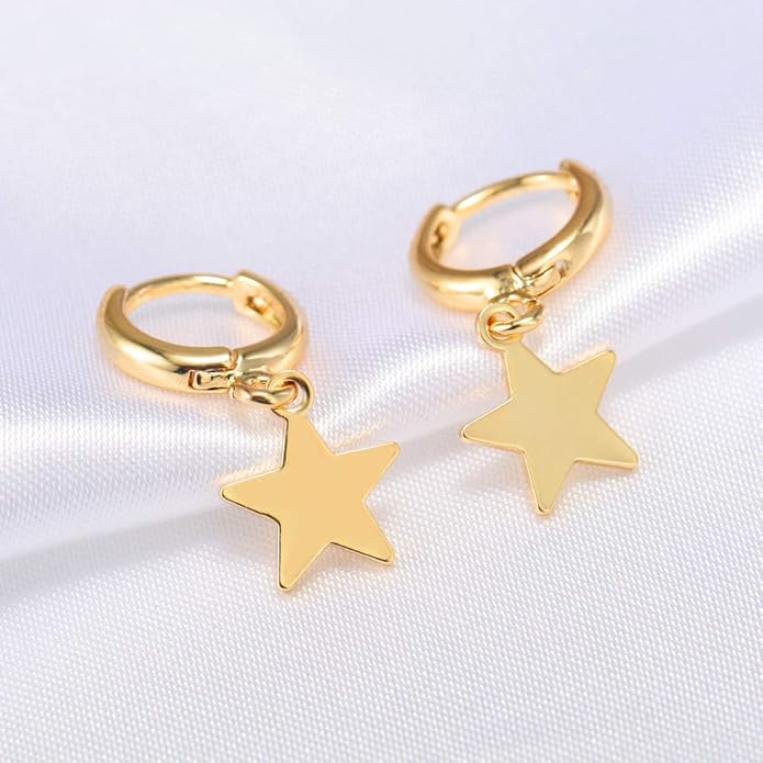 XYJZXY Gold Huggie Small Hoop Earrings with Charm Personalized Snake/Evil Eye/Star/Cross/Lock/Key 18k Gold Plated Crystal Drop Dangle Earrings for Women