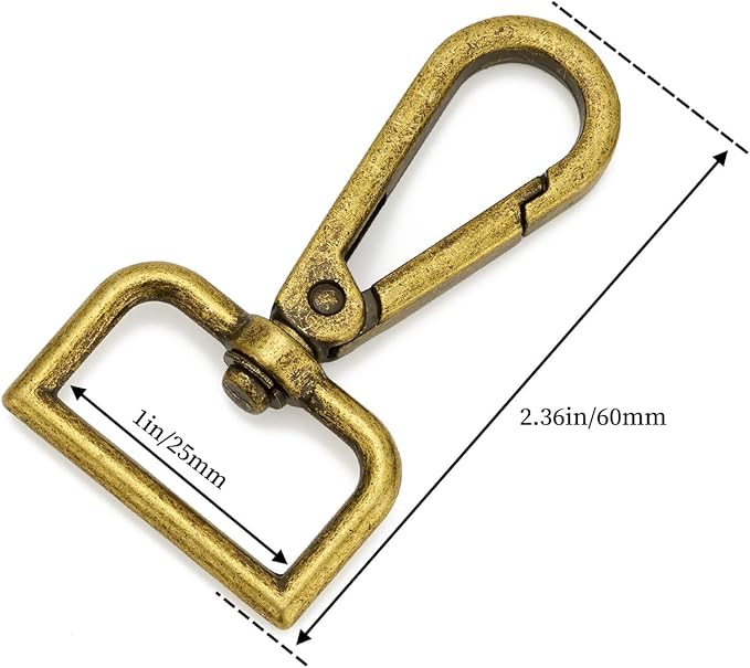9 Pcs D Ring Swivel Lobster Claw Clasp Push Gate Snap Hooks Trigger Clips for DIY Crafts Keychain Purse Handbag Making,1 Inch Bronze