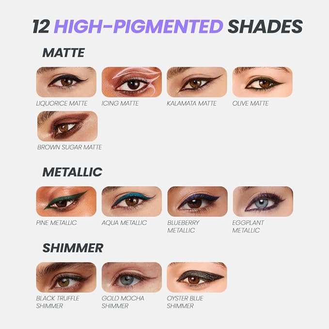 Wonderskin 1440 Longwear Blue Glitter Eyeliner Pencil, 3 Pack - Waterproof, Sharpenable Eyeliner & Smudge Proof Eye Liner Pencils (Oyster Blue)