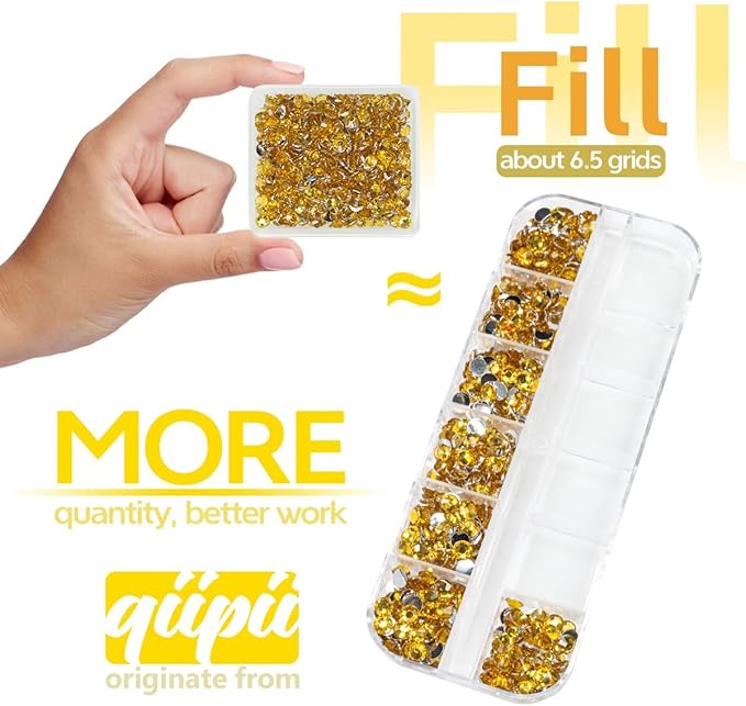 Golden Yellow Crystal Resin Rhinestones w B7000 Jewelry Glue for Bedazzling Crafting Gold Flatback Stones 3mm 4mm 5mm 6mm Diamonds Crystals Gems for Nails Face Makeup Tumblers Bottles Craftts