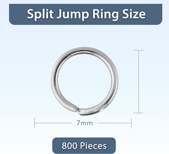 Mandala Crafts 7mm Stainless Steel Double Jump Rings for Jewelry Making - 800 Pcs Small Split Key Rings Set for Crafts, DIY Keychains, and Accessories