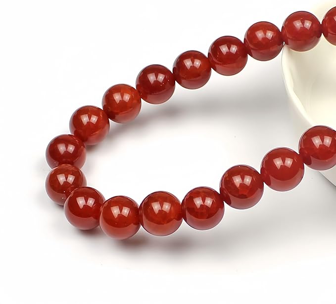 MJDCB Natural Stone Beads 12mm 30pcs Round Red Dragon Vein Carnelian Agate Loose Gemstone Bead Charms for Jewelry Making Bracelet Necklace Earring Pendant