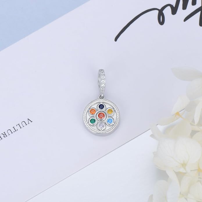 LONAGO 925 Sterling Silver Personalized Photo Charm Fit Compatible for Bracelet Necklace Customized Heart Round Shape Picture Bead