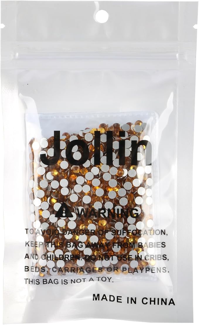 Jollin Glue Fix Flatback Rhinestones Glass Diamantes Gems for Nail Art Crafts Decorations Clothes Shoes(ss16 1440pcs,Topaz)