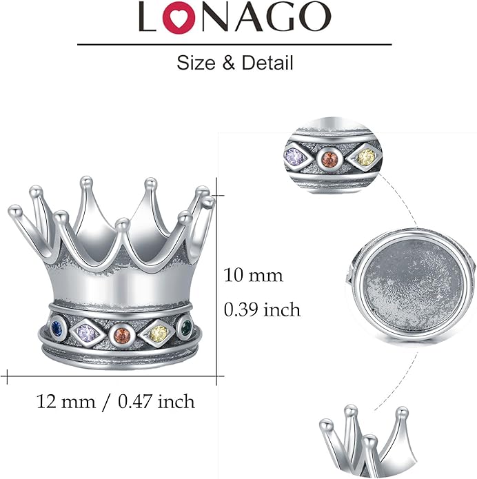 LONAGO 925 Sterling Silver Personalized Photo Charm Fit Compatible for Bracelet Necklace Customized Heart Round Shape Picture Bead