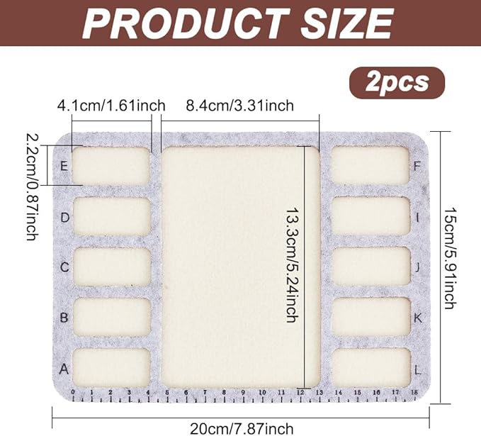 BENECREAT 2Pcs Felt Beading Mat, Rectangle Felt Bead Design Boards with Centimeter Alphabetic Scale Beads Tray Bead Pads for Art Crafts Jewelry Making Beading Supplies, 7.8x5.9inch