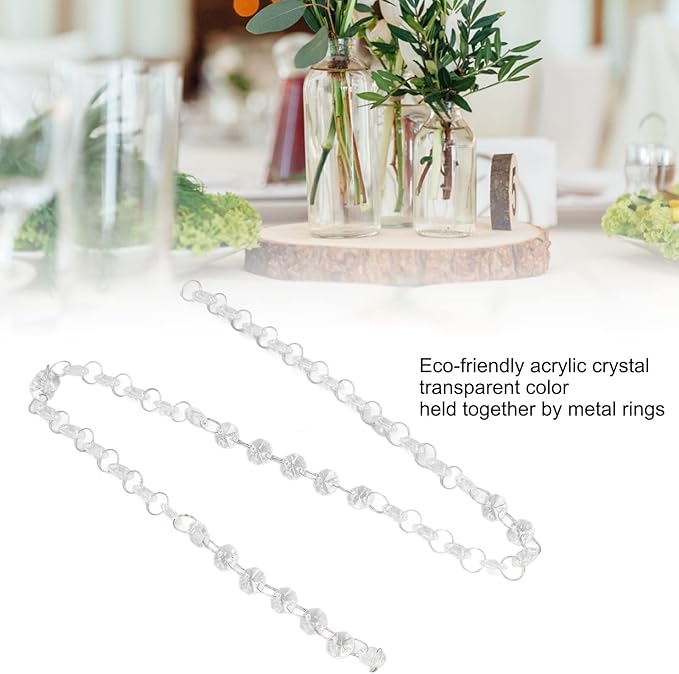 10pcs Crystal Chain Garland Strand, Acrylic Bead Chain Decorations, Adjustable Length DIY Wedding Party Celebration Decor with Metal Rings, for Christmas Trees Chandeliers Home Gar