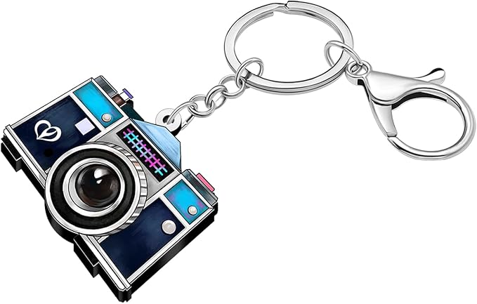 Acrylic Camera Keychain 70s 80s Accessories Nostalgia Photography Gifts for Photographer Women Girls Kids Purse Charms