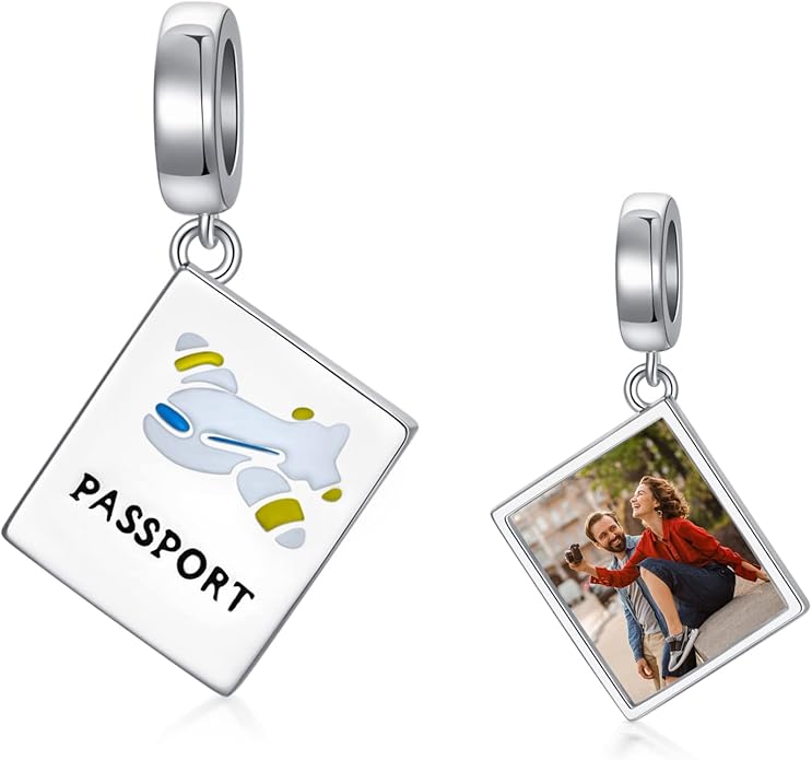 LONAGO 925 Sterling Silver Personalized Photo Charm Fit Snake Bracelet Necklace Customized Image Picture Bead for Women