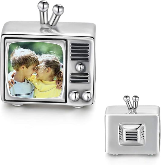 LONAGO 925 Sterling Silver Personalized Photo Charm Fit Snake Bracelet Necklace Customized Image Picture Bead for Women
