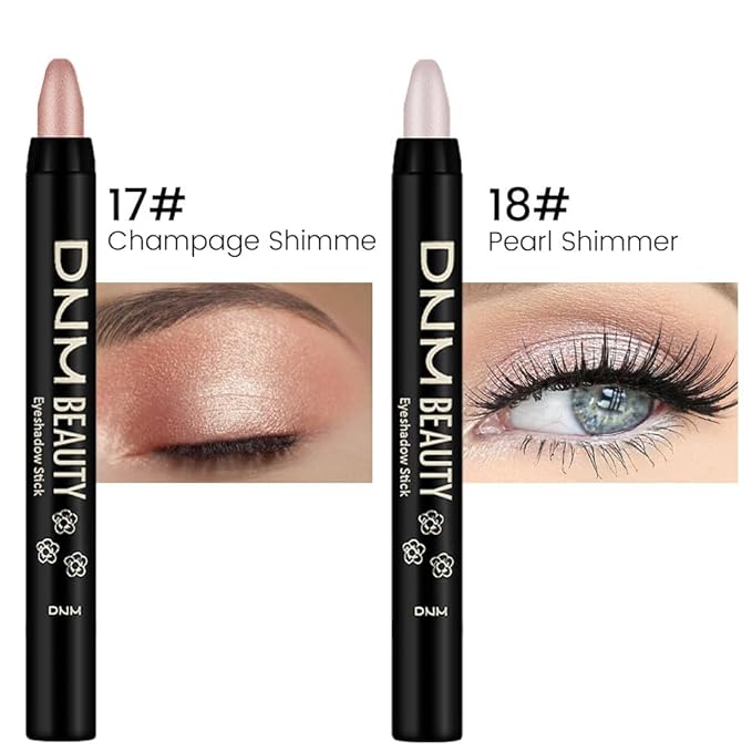 evpct 2Pcs Cream Eyeshadow Sticks Set for Eyes Waterproof, Champagne Shimmer & Pearl Shimmer Matte Eye shadow Stick Pencil Pen Bulk sombras en crema para ojos 17+18