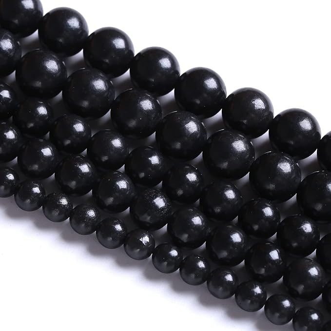 120PCS 6MM Natural Stone Shungite Beads Crystal Loose Beads for Jewelry Making DIY Bracelet