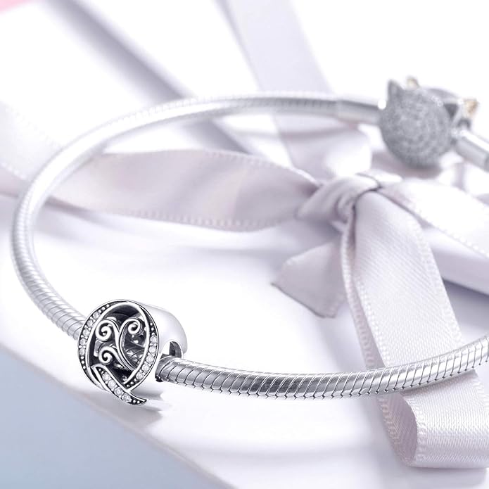 925 Sterling Silver Letter Charms for Pandora Bracelets Alphabet Initial Charms Beads Birthday Christmas Jewelry Gift for Women