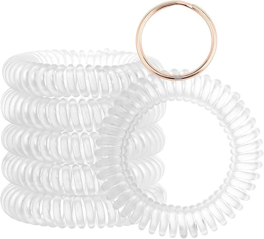 Spiral Keychain Stretchy Wrist Coil Bracelet Key Chain Waterproof Wristlet Key Holder for Pool, Sauna, Sports, Gym