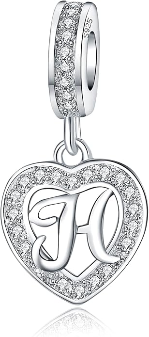 925 Sterling Silver Letter Charms A~Z Alphabet Charm Letter Beads fit Pandora European Bracelets fit Wife Mom Christmas Birthday Gift