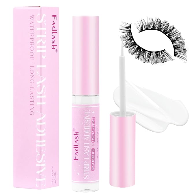 FADLASH Eyelash Glue for False Lashes White Clear Strip Lash Glue Strong Hold Waterproof Long-Lasting 5ml