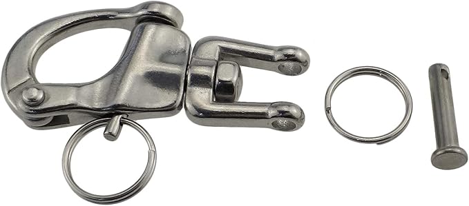 keehui Pair of 2-3/4inch Jaw Swivel Snap Shackle 316 Stainless Steel for Sailboat Spinnaker Halyard